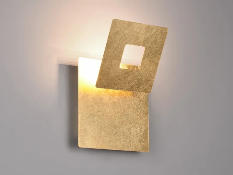 2-er Set LED Wandleuchten mit indirekter Beleuchtung Gold, Höhe 18cm