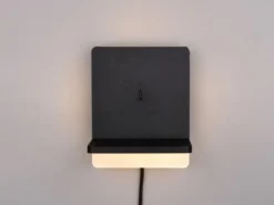 2er Set LED Wandleuchten Schwarz mit Stecker, Schalter & Ladefunktion, Höhe 20cm
