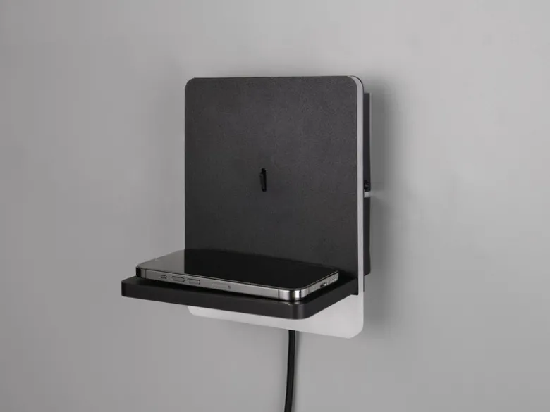 2er Set LED Wandleuchten Schwarz mit Stecker, Schalter & Ladefunktion, Höhe 20cm