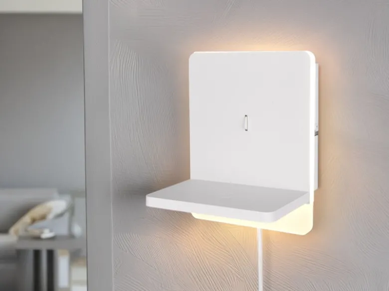 2er Set LED Wandleuchten Weiß mit Stecker, Schalter & Ladefunktion, Höhe 20cm