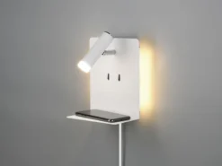 2er Set LED Wandspots Weiß mit Schalter, Stecker, USB Ladefunktion, Breite 16cm
