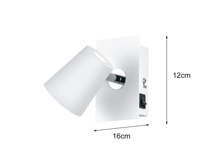 2er Set LED Wandstrahler Weiß mit Schalter, Breite 7,5cm