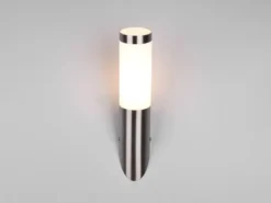 2er Set moderne LED Außenwandleuchten aus Edelstahl in Silber, Höhe 39cm