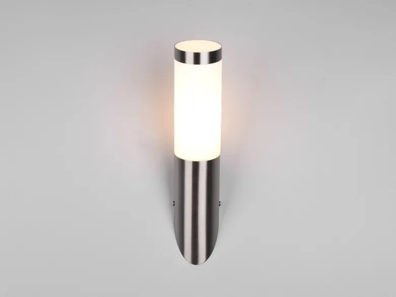 2er Set moderne LED Außenwandleuchten aus Edelstahl in Silber, Höhe 39cm