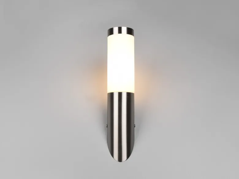 2er Set moderne LED Außenwandleuchten aus Edelstahl in Silber, Höhe 39cm