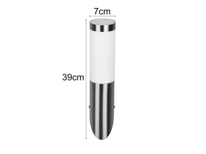 2er Set moderne LED Außenwandleuchten aus Edelstahl in Silber, Höhe 39cm