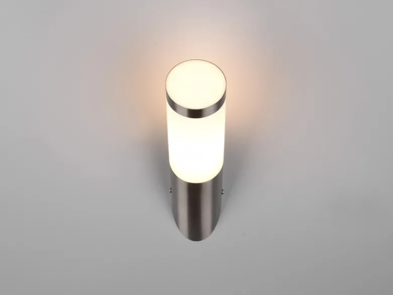 2er Set moderne LED Außenwandleuchten aus Edelstahl in Silber, Höhe 39cm