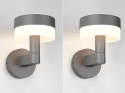 2er Set moderne LED Außenwandleuchten aus Aluminium in Anthrazit, Höhe 22cm