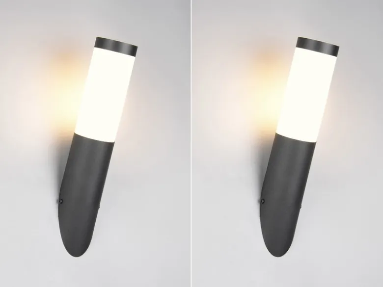 2er Set moderne LED Außenwandleuchten aus Edelstahl in Schwarz, Höhe 39cm