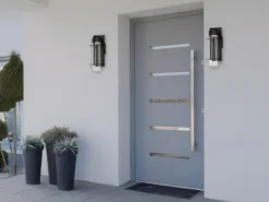 2er Set Moderne LED Außenwandleuchten aus Aluminium, Höhe 37cm