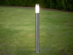 2er Set moderne LED Pollerleuchten aus Edelstahl in Silber, Höhe 80cm