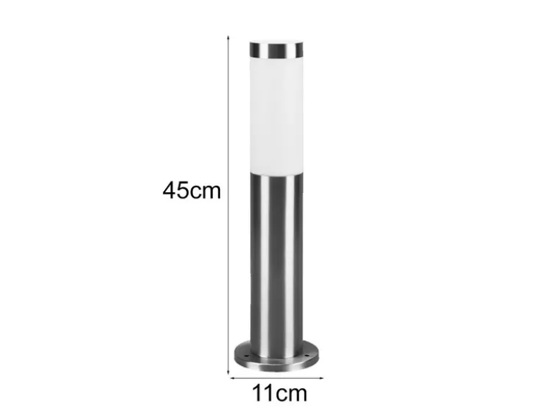 2er Set moderne LED Sockelleuchten aus Edelstahl in Silber, Höhe 45cm