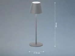 2er SET Outdoor Akku Tischlampen Grau ohne Kabel mit RGB, Höhe 38cm