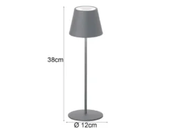 2er SET Outdoor Akku Tischlampen Grau ohne Kabel mit RGB, Höhe 38cm