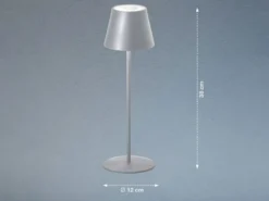 2er SET Outdoor Akku Tischlampen Silber ohne Kabel mit RGB, Höhe 38cm