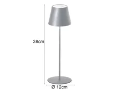 2er SET Outdoor Akku Tischlampen Silber ohne Kabel mit RGB, Höhe 38cm