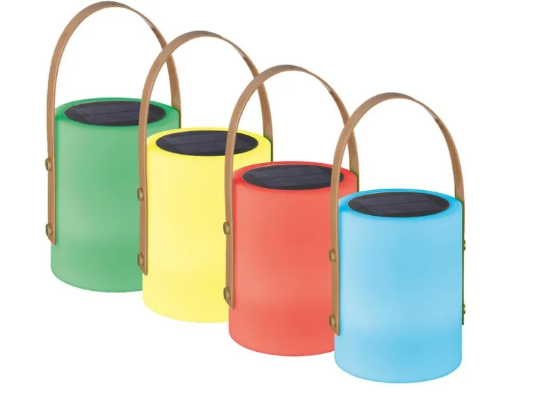2er SET Outdoor Tischleuchten 24cm mit Fernbedienung & RGB - Solar & USB