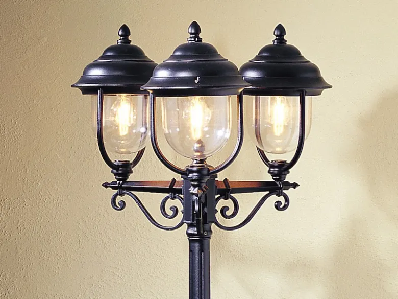2er-Set schwarze Gartenlaterne PARMA aus Aluminium, E27, IP43, H.: 218 cm