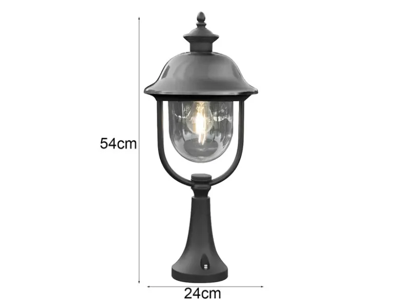 2er-Set schwarze Sockelleuchten PARMA, Edelstahl Lampendach, E27, IP43