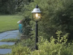 2er-Set schwarze Wegeleuchten PARMA, Edelstahl Lampendach, E27, IP43