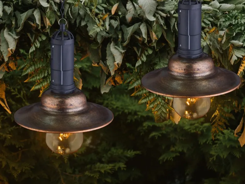 2er SET -Solarbetriebene LED Hängeleuchten Industrie Look & Shabby Chic Anstrich