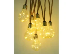 2er Set Solarbetriebene LED Outdoor Lichterkette mit 10 Glühbirnen, 5,7 Meter