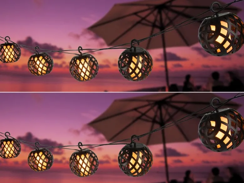 2er Set Solarbetriebene LED Outdoor Lichterketten mit 8 Kugeln, Länge 4,1 Meter