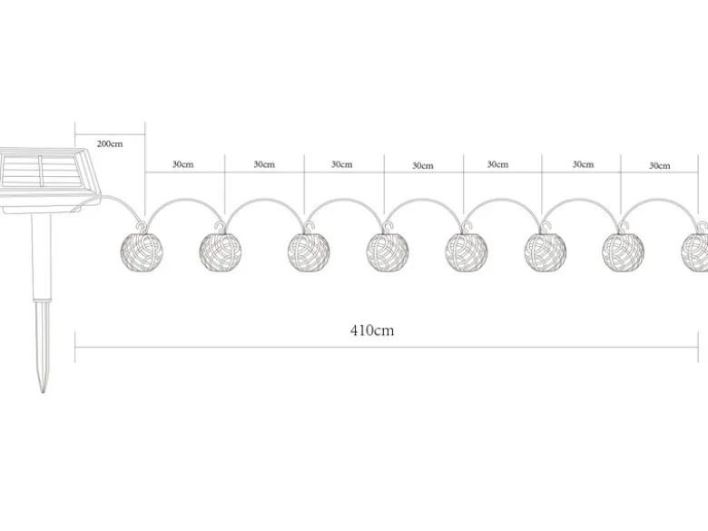 2er Set Solarbetriebene LED Outdoor Lichterketten mit 8 Kugeln, Länge 4,1 Meter
