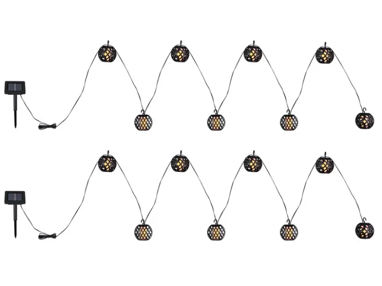 2er Set Solarbetriebene LED Outdoor Lichterketten mit 8 Kugeln, Länge 4,1 Meter
