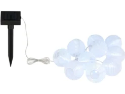 2er Set Solarbetriebene LED Outdoor Lichterkette mit 10 weißen Lampions, 3 Meter