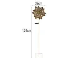 2er Set Solar Gartenstecker Windspiel mit Erdspieß Metall Rostoptik, Höhe 124cm