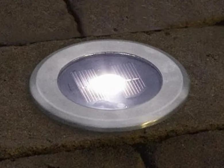 6er-Set Solar LED-Bodenspot, Edelstahl, Ø 11cm, je Spot bis 100kg belastbar