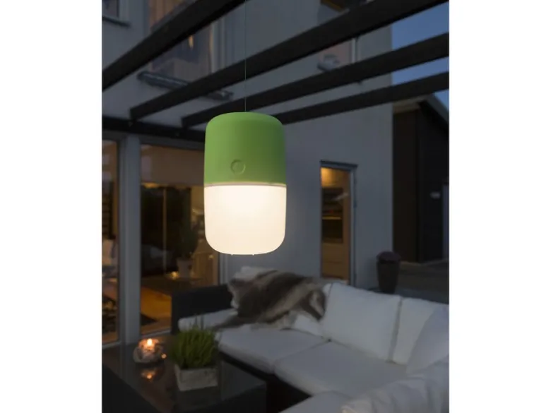 2er Set Solar LED Leuchte ASSISI mit 3-Stufen Dimmer & USB-Kabel, IP44, Grün