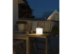 2er Set Solar LED Leuchte mit 3-Stufen Dimmer ASSISI, Höhe 14,5cm, IP44, Grau