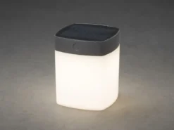 2er Set Solar LED Leuchte mit 3-Stufen Dimmer ASSISI, Höhe 14,5cm, IP44, Grau