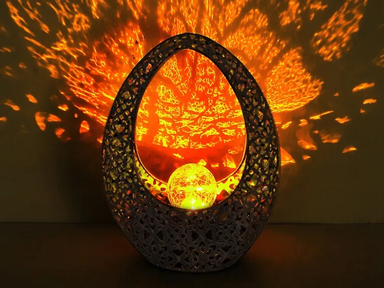 2er Set Solarleuchten mit Crackelglas, Dekorstanzungen Bronzefarben, Höhe 27,5cm