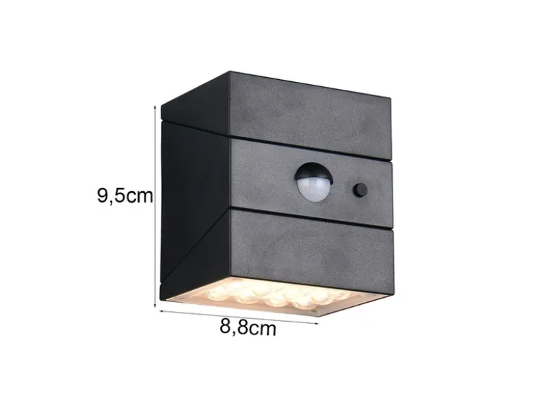 2er Set Solar Wandleuchte außen mit Bewegungsmelder, Licht drehbar, IP65, B: 9cm