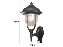 2er-Set stehende Wandleuchten PARMA mit Bewegungsmelder, schwarz, E27, IP44
