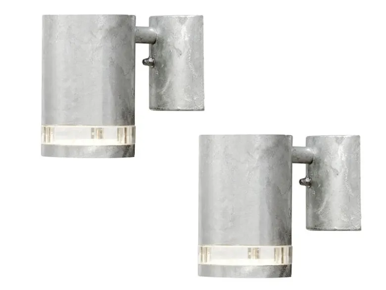 2er-Set Wandleuchte MODENA galvanisierter Stahl, GU10, Höhe 13cm, IP44