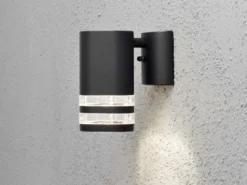 2er-Set Wandleuchten MODENA Aluminium schwarz Downlight GU10, Höhe 15,5 cm, IP44
