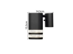2er-Set Wandleuchten MODENA Aluminium schwarz Downlight GU10, Höhe 15,5 cm, IP44