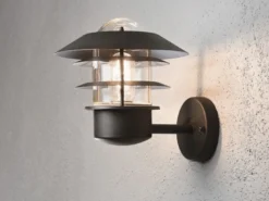 2er-Set Wandleuchten MODENA Aluminium schwarz, E27, Höhe 24 cm, IP44