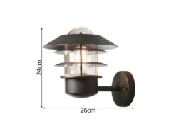 2er-Set Wandleuchten MODENA Aluminium schwarz, E27, Höhe 24 cm, IP44