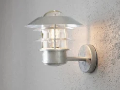 2er-Set Wandleuchten MODENA galvanisierter Stahl, E27, Höhe 24 cm, IP44