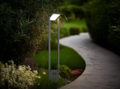 2er SET Wegeleuchten mit Solar und Strom, Hybrid mit Bewegungsmelder, Höhe 101cm