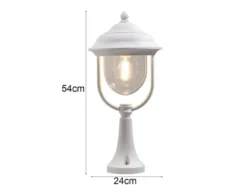 2er-Set weiße Sockelleuchten PARMA aus Aluminium, E27, IP43, H.: 54 cm