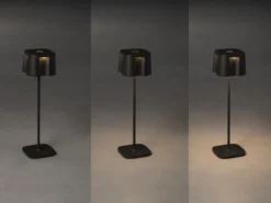2er Set Wiederaufladbare Akku LED Outdoor Tischleuchten, Schwarz Höhe 36cm
