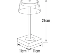 2er Set Wiederaufladbare LED Outdoor Tischleuchten dimmbar in Schwarz, Höhe 27cm