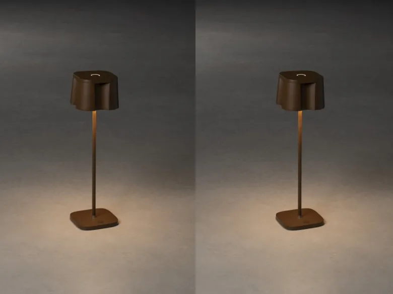 2er Set Wiederaufladbare LED Outdoor Tischleuchten, Rostoptik Höhe 36cm