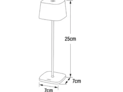 2er Set Wiederaufladbare LED Outdoor Tischleuchten dimmbar in Weiß, Höhe 25cm